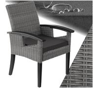 TecTake® Sedia in Rattan Rosarno, Poltrona Giardino, Estetica Naturale, Resistente agli Agenti Atmosferici, Poltroncina Esterno con Imbottitura Confortevole, per Esterno, Giardino, Balcone - Grigio