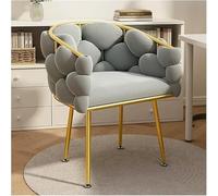 Sedia in stile con gambe dorate, poltrona moderna in velluto, sgabello for il trucco, comode sedie da pranzo, divano classico moderno in pelle(Grey)