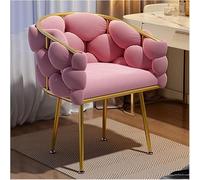 Sedia in stile con gambe dorate, poltrona moderna in velluto, sgabello for il trucco, comode sedie da pranzo, divano classico moderno in pelle(Pink)