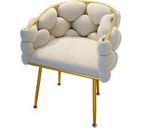 Sedia in stile con gambe dorate, poltrona moderna in velluto, sgabello for il trucco, comode sedie da pranzo, divano classico moderno in pelle(White)