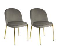 Marvin Sedia in Velluto con Gambe Oro Chiara, Sedie in Metallo Dorato, Poltroncina con Seduta Imbottita per Sala da Pranzo Salotto Soggiorno di Design Moderno (2, Tortora/Oro)