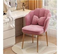 Sedia in velluto rosso rosa Glam dal design unico a forma di conchiglia, finitura in peluche, gambe in metallo, perfetta per leggere e rilassarsi, elegante decorazione per la casa, 42 x 40 x 45 cm