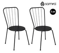Sedia industriale in metallo nero, sedia da esterno impilabile mod. Molly (2 pz)