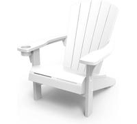 Keter Alpine Adirondack Sedia da Esterno, Dotata di Portabicchiere, Ideale per Giardino e Terrazzo, 80x93x93H xm, Bianca