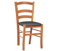Sedia legno venezia ciliegio con seduta similpelle imbottita grigio antracite