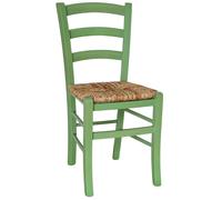 Sedia legno venezia verde con seduta in paglia di riso