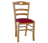 Sedia Loris in Noce Chiaro con Seduta in similpelle rosso