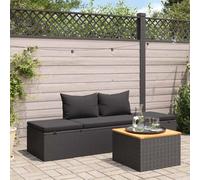 vidaXL Lettino Prendisole con Cuscini in Polyrattan Nero