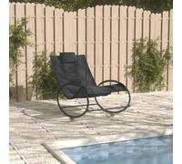 Sedia lunga con cuscino Acciaio e Textilene Nero Mobili da esterno, giardino, piscina, casa Forniture, decorazione