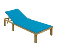Sedia lunga con cuscino blu Legno di perno impregnable da esterno, mobili da giardino, piscina, articoli per la casa, decorazione