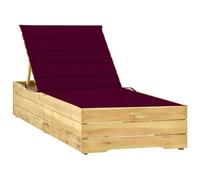Sedia lunga con cuscino Borgogna Legno di lungo perno impregnable da esterno, mobili da giardino, piscina, articoli per la casa, decorazione