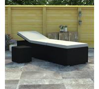 Sedia lunga con cuscino e tavolino da tè Rrotin bianco, Mobili da esterno, giardino, piscina, Forniture per la casa, decorazione