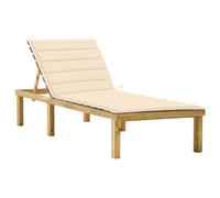 Sedia lunga con cuscino in legno color crema impregnato da esterno, mobili da giardino, piscina, articoli per la casa, decorazioni