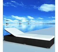 vidaXL Lettino Prendisole con Cuscino in Polyrattan Nero