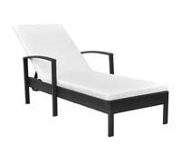 Sedia lunga con cuscino in resina intrecciata nera per esterni, mobili da giardino, piscina, forniture per la casa, decorazioni