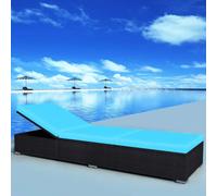 Sedia lunga con cuscino in resina intrecciata nera per esterni, mobili da giardino, piscina, forniture per la casa, decorazioni