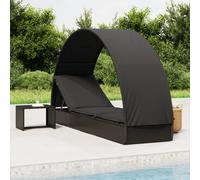 Sedia lunga con tetto rotondo nero 211x57x cm sedie lunghe elasticizzate in resina, mobili da giardino, piscina, articoli per la casa, decorazione
