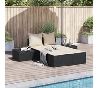 Sedia lunga doppia con cuscini neri in resina da esterno lunga, mobili da giardino, piscina, articoli per la casa, decorazioni