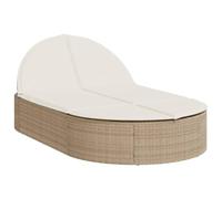 Sedia Lunga Doppia Poly Rattan Beige con Cuscini Schienale 3 Posizioni | Cuscini spessi rimovibili, struttura in acciaio stabile, resina intrecciata resistente, rivestimento lavabile, uso esterno