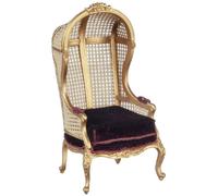 Sedia Medievale Porter Con Schienale Dorato Per Casa Delle Bambole JBM Miniature