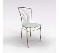 SEDIA MOD. IRINA CROMATA CON FONDELLO IN ECOPELLE BIANCA