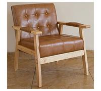 Sedia moderna di metà secolo in pelle con braccioli, design imbottito con schienale alato per un maggiore comfort negli spazi abitativi