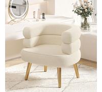 Sedia moderna imbottita per il trucco, con gambe in metallo, in lana d'agnello di metà secolo, sedia da ufficio per soggiorno, sala da pranzo, camera da letto, gambe bianco/oro