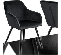 TecTake® Sedia Sala da Pranzo Effetto Velluto, Sedia Soggiorno con Morbida Imbottitura, Seduta Ergonomica, Poltrona Velluto Versatili, Sedie Design Moderno - Nero/Nero