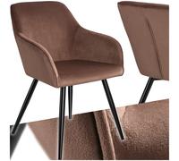 TecTake® Set 4 Sedie Sala da Pranzo Effetto Velluto, Sedie Soggiorno con Morbida Imbottitura, Seduta Ergonomica, Poltrone Velluto Versatili, Sedie Design Moderno - Marrone/Nero
