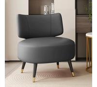 Sedia moderna in pelle, senza braccioli, seduta larga, grigio scuro, elegante sedia da salotto per camera da letto e soggiorno, design confortevole e chic per la decorazione della casa