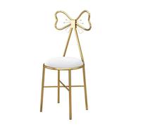 Sedia moderna in velluto con papillon 30 x 32 x 80 cm, elegante per salone, spa, bar, pub, cucina (rosa e bianco) - Sedia chic per la decorazione della casa