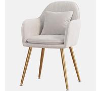 Sedia moderna per camera da letto con braccioli, acciaio al carbonio + schiuma, piccola sedia da trucco 43 x 36 x 77 cm, beige, design elegante e compatto