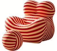 Sedia moderna rossa con ottomana, comoda sedia da salotto con poggiapiedi, per soggiorno, camera da letto e sala lettura, elegante poltrona a barile per il massimo comfort, poltrona pigra per la mamma