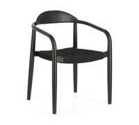 Sedia Nina in legno massello di acacia finitura nero opaco e corda nera FSC 100%