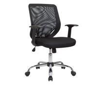 Sedia operativa con braccioli, nero, TUCSON per casa ed ufficio 54x60xh90-max 98 cm ruote piroettanti nero