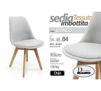 SEDIA OSLO POLTRONA IN TESSUTO BIANCO IMBOTTITA CON GAMBE IN LEGNO HYA-811012