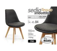 SEDIA OSLO POLTRONA IN TESSUTO NERO IMBOTTITA CON GAMBE IN LEGNO HYA-811005
