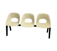 Sedia Ospite Ufficio a 3 Posti, Panca per Sala D'attesa con Struttura in Acciaio, Seduta in PP, Capacità di 300 Kg, per Hall di Uffici, Parchi, Aree Commerciali, Fermate Degli Autobus(Beige)