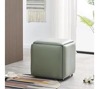 Sedia ottomana a forma di cubo, impilabile, in finta poliuretano, con rotelle, per soggiorno e sala da pranzo