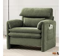 Sedia oversize con seduta profonda, comoda sedia da salotto per adulti, soggiorno, camera da letto, ufficio, appartamento, comoda sedia, materiale in ciniglia morbida, facile installazione, verde