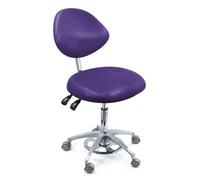 Sedia per assistente dentale, girevole a 360° con pedale in pelle PU, sgabello ergonomico per cliniche e studi dentistici