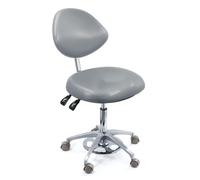 Sedia per assistente dentale, girevole a 360° con pedale in pelle PU, sgabello ergonomico per cliniche e studi dentistici