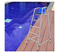 Sedia per bagnini， Sedia da bagnino for impieghi gravosi in argento, attrezzatura salvavita for il nuoto con supporto da pavimento(H 180CM/70.9INCH/5.9FT)