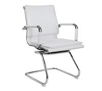 Sedia per Computer Pelle Desk Gaming Sedia Bow Piede ergonomica Computer Desk Chair Doppio Cuscino Computer Desk Sedia for Office Sala Riunioni (Color : White, Size : Middle Back)