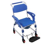 Sedia per WC portatile, sedia a rotelle, design con braccioli pieghevoli, con ruote, sedia da doccia per anziani e persone con mobilità ridotta
