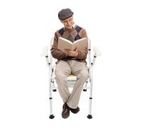 Sedia per WC regolabile in altezza, pieghevole, portata 150 kg, in alluminio, con braccioli, in EVA, per anziani, disabili, bagno, bagno, bagno, appartamento (arancione)