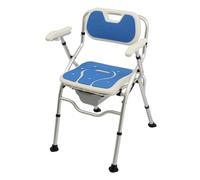 Sedia per WC regolabile in altezza, pieghevole, portata 150 kg, in alluminio, con braccioli, in EVA, per anziani, disabili, bagno, bagno, bagno, appartamento (blu)