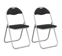 Sedia Pieghevole 2 Pcs Nero e Grigio 48 x 43,5 x 81 cm | Pelle sintetica, telaio in acciaio, sedile e schienale in schiuma, maniglia integrata, proteggi-pavimento, salvaspazio, uso