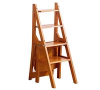 Sedia pieghevole a scala per biblioteca, in legno massello, sgabello a 4 gradini per decorazione domestica e facile da riporre