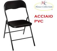 sedia pieghevole acciaio pvc nera SALVASPAZIO SLIM 44x46x79cm